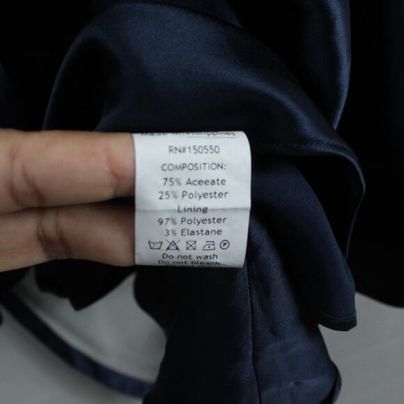 House of CB Dress Small Plus Cup Dominique Navy Plunge Mini Blue Satin Flirty - Picture 15 of 15